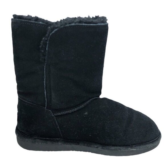 Bearpaw Black Ankle Boots Women 9 Suede Wool Blend 682W Abigail Pull On Winter - Picture 5 of 11